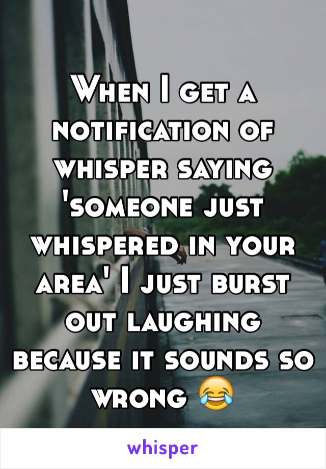 When I get a notification of whisper saying 'someone just whispered in your area' I just burst out laughing because it sounds so wrong 😂