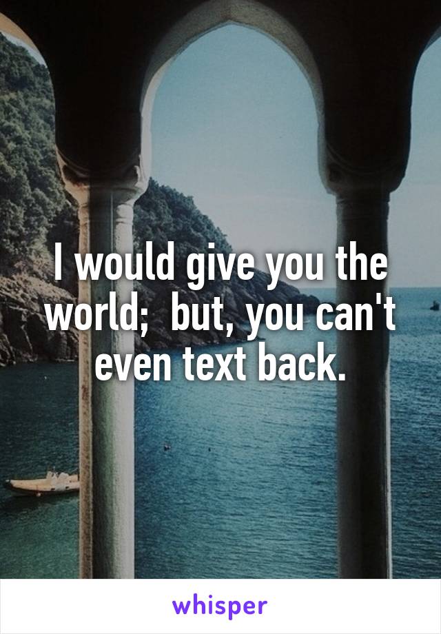 I would give you the world;  but, you can't even text back.