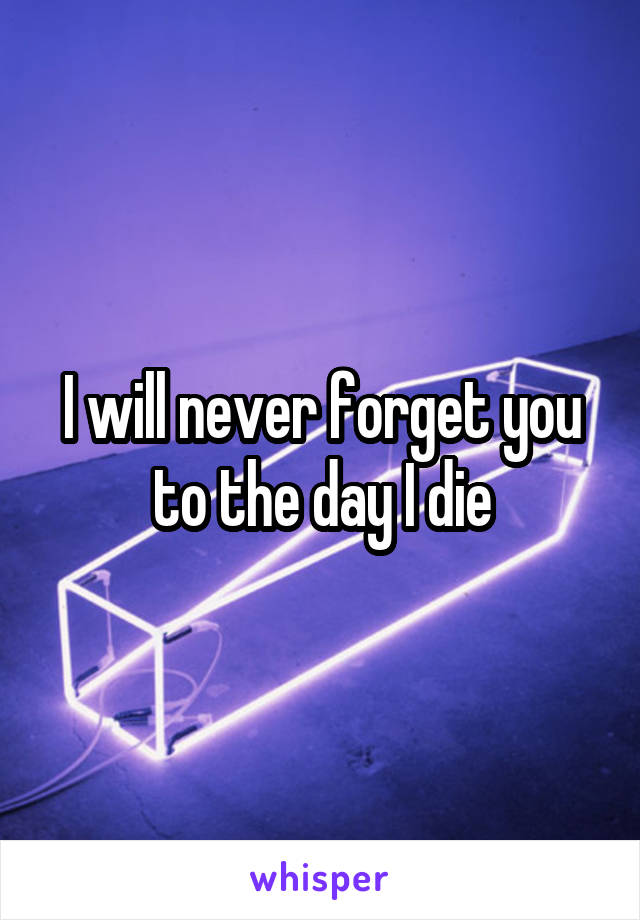 I will never forget you to the day I die