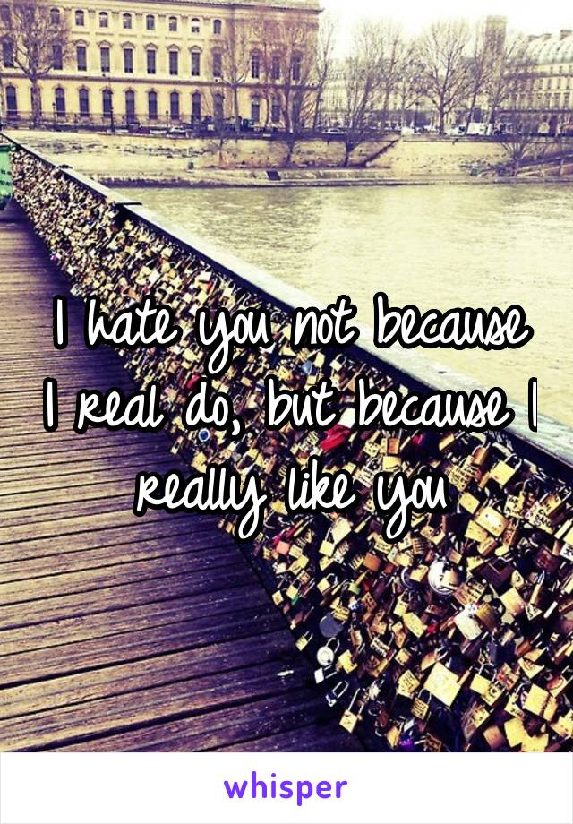 I hate you not because I real do, but because I really like you