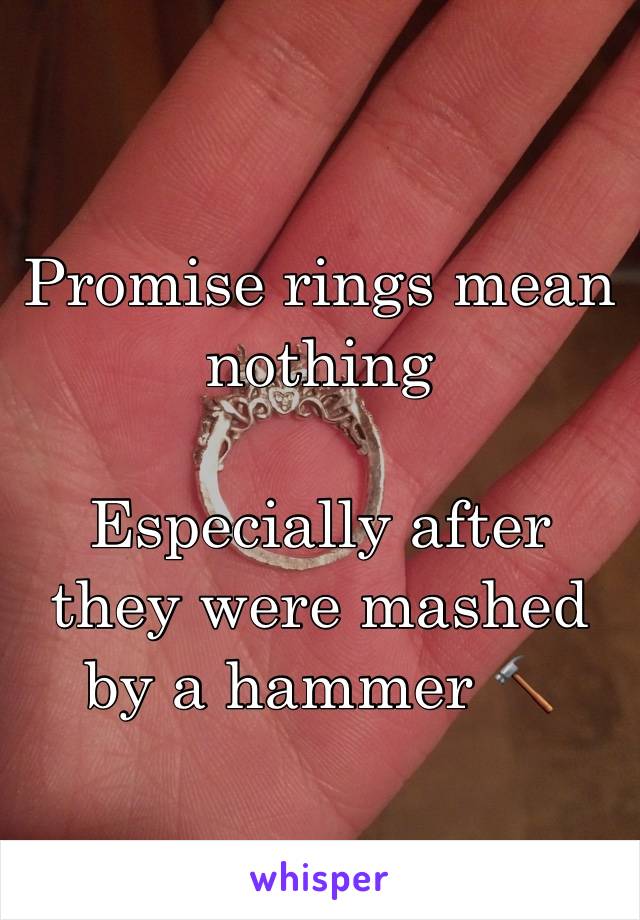 Promise rings mean nothing

Especially after they were mashed by a hammer 🔨