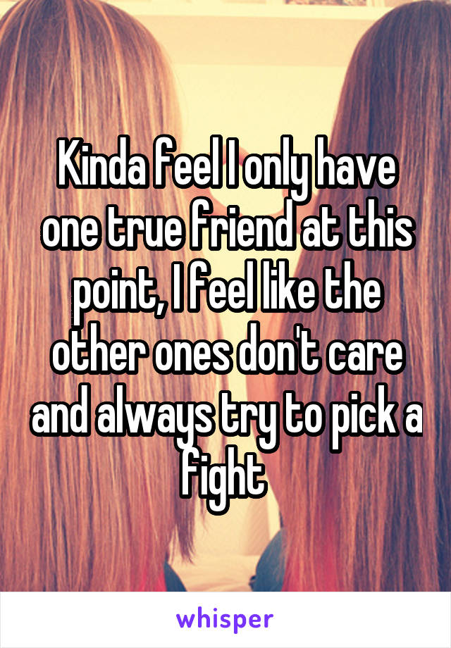 Kinda feel I only have one true friend at this point, I feel like the other ones don't care and always try to pick a fight 