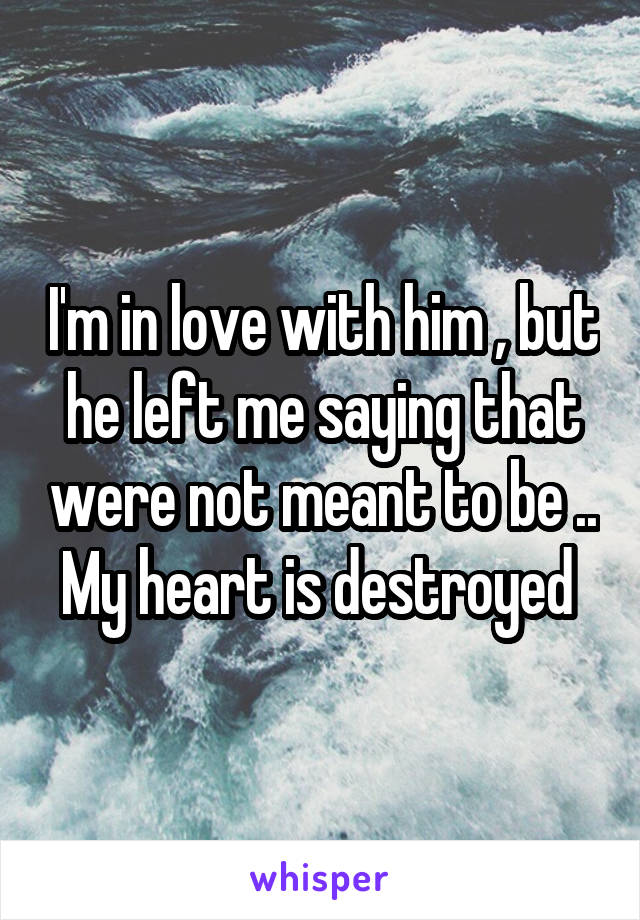 I'm in love with him , but he left me saying that were not meant to be .. My heart is destroyed 