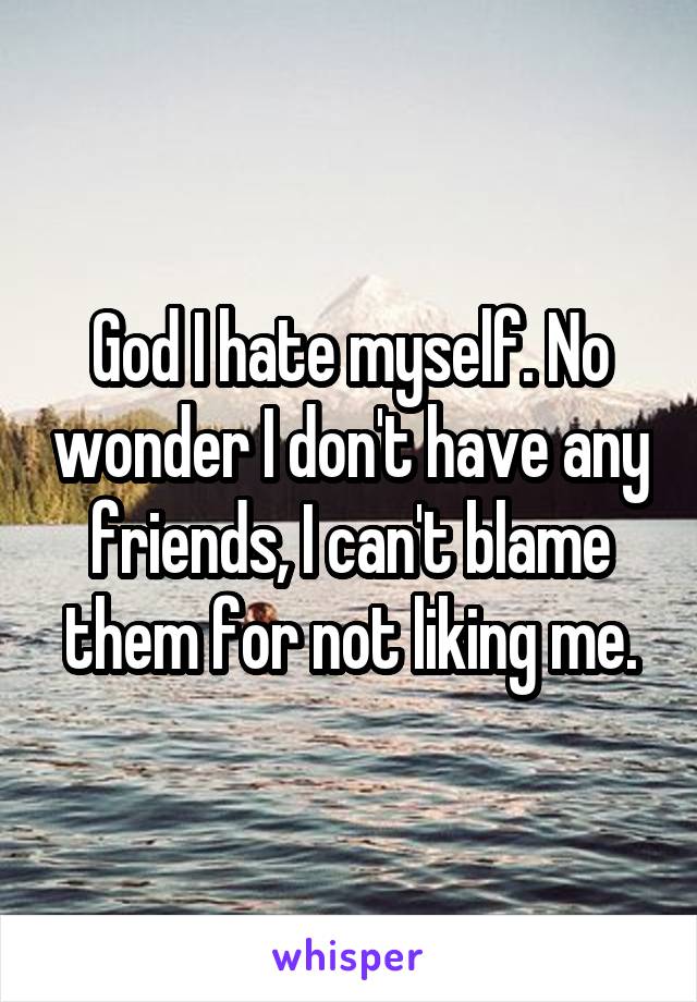 God I hate myself. No wonder I don't have any friends, I can't blame them for not liking me.