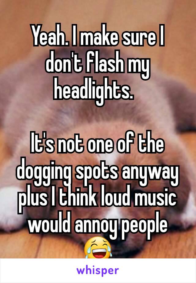 Yeah. I make sure I don't flash my headlights.  

It's not one of the dogging spots anyway plus I think loud music would annoy people 😂