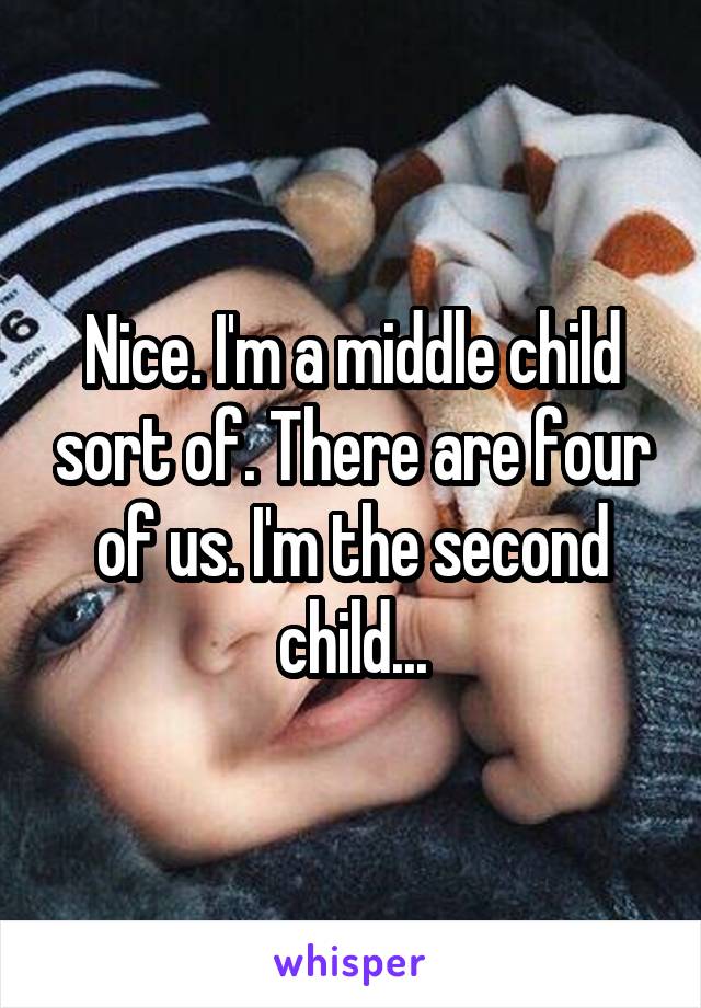 Nice. I'm a middle child sort of. There are four of us. I'm the second child...