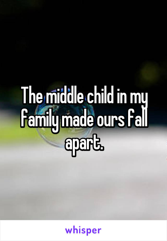 The middle child in my family made ours fall apart.