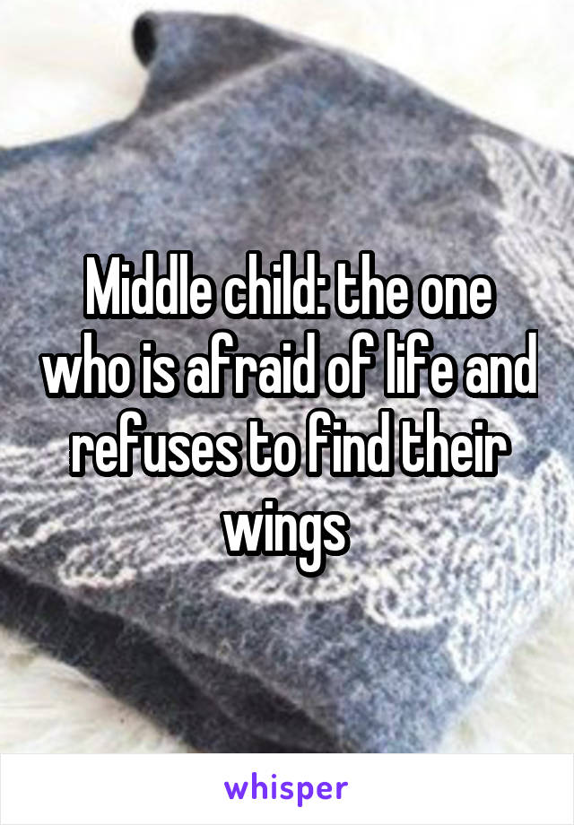 Middle child: the one who is afraid of life and refuses to find their wings 