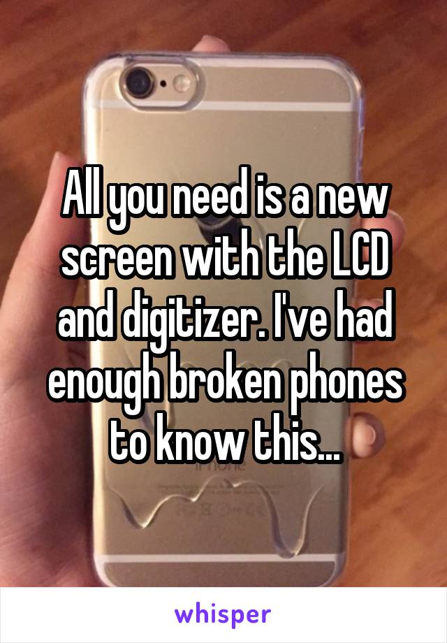 All you need is a new screen with the LCD and digitizer. I've had enough broken phones to know this...