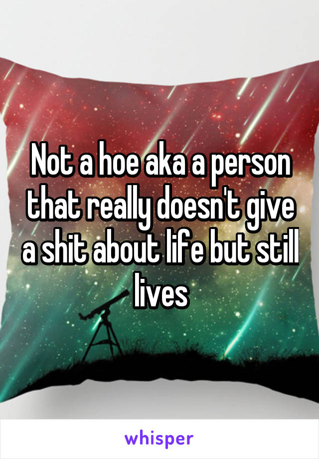 Not a hoe aka a person that really doesn't give a shit about life but still lives