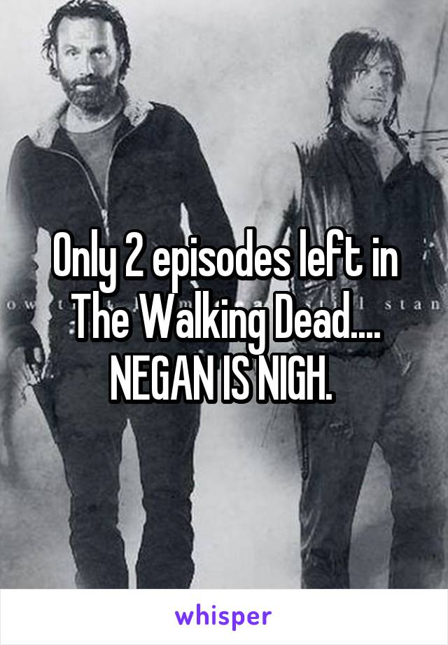 Only 2 episodes left in The Walking Dead.... NEGAN IS NIGH. 