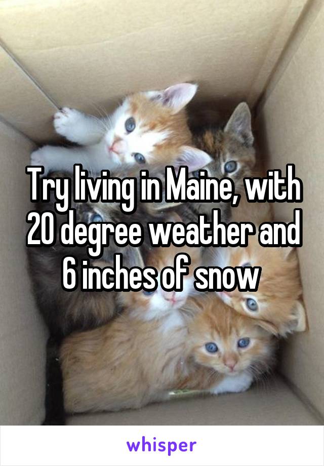 Try living in Maine, with 20 degree weather and 6 inches of snow 