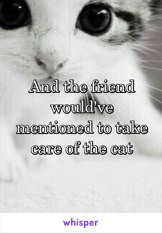 And the friend would've mentioned to take care of the cat