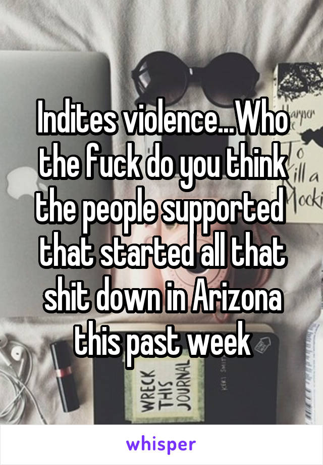 Indites violence...Who the fuck do you think the people supported  that started all that shit down in Arizona this past week