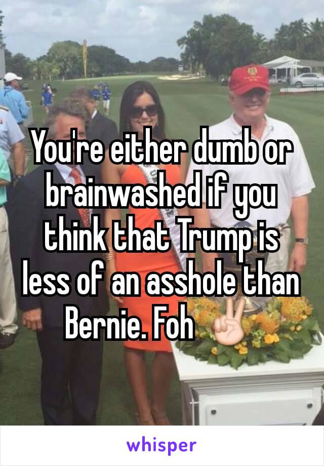 You're either dumb or brainwashed if you think that Trump is less of an asshole than Bernie. Foh ✌