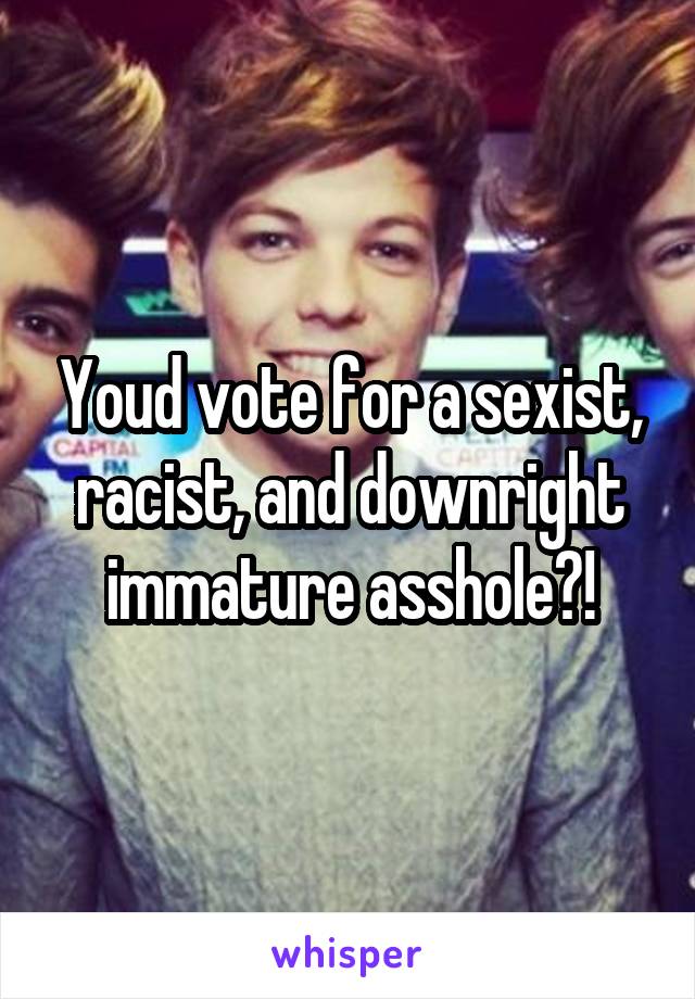 Youd vote for a sexist, racist, and downright immature asshole?!