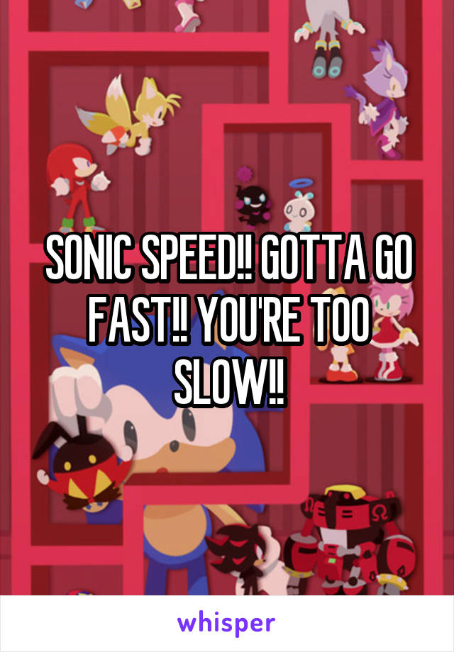 SONIC SPEED!! GOTTA GO FAST!! YOU'RE TOO SLOW!!
