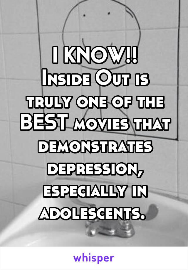 I KNOW!!
Inside Out is truly one of the BEST movies that demonstrates depression, especially in adolescents. 