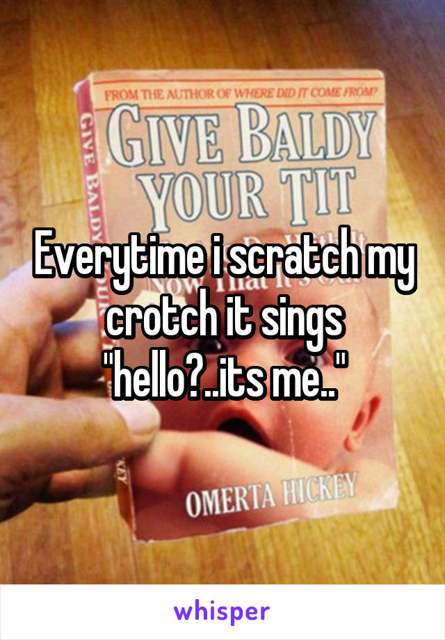 Everytime i scratch my crotch it sings "hello?..its me.."