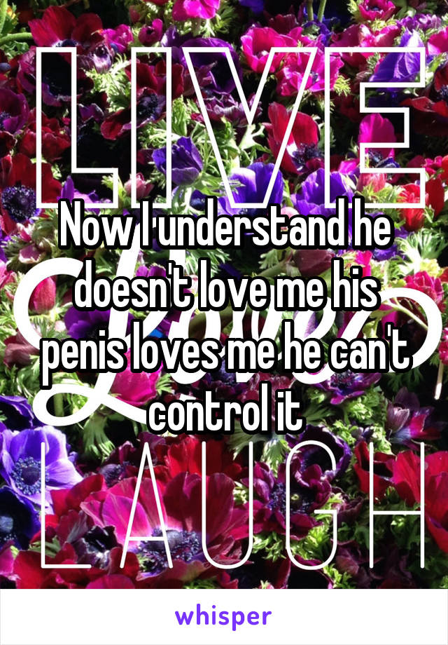 Now I understand he doesn't love me his penis loves me he can't control it