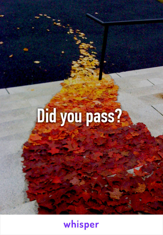 Did you pass? 