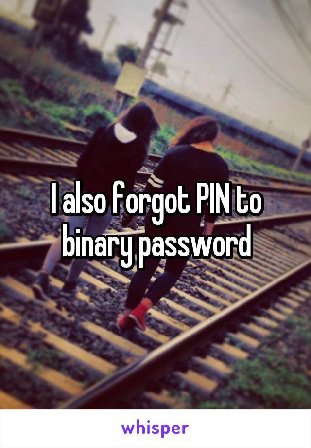 I also forgot PIN to binary password