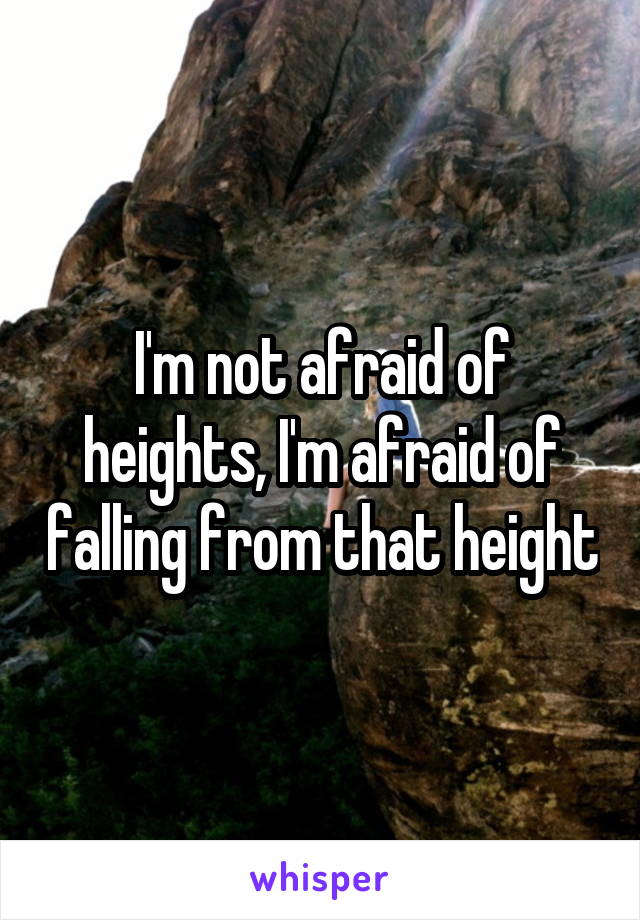 I'm not afraid of heights, I'm afraid of falling from that height