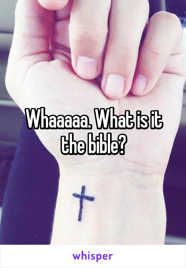 Whaaaaa. What is it the bible?