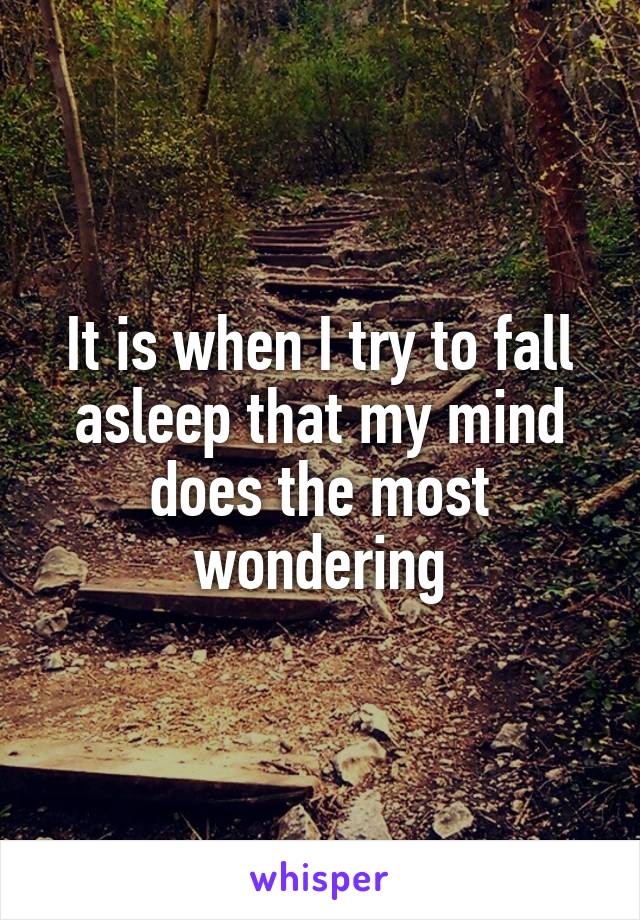 It is when I try to fall asleep that my mind does the most wondering