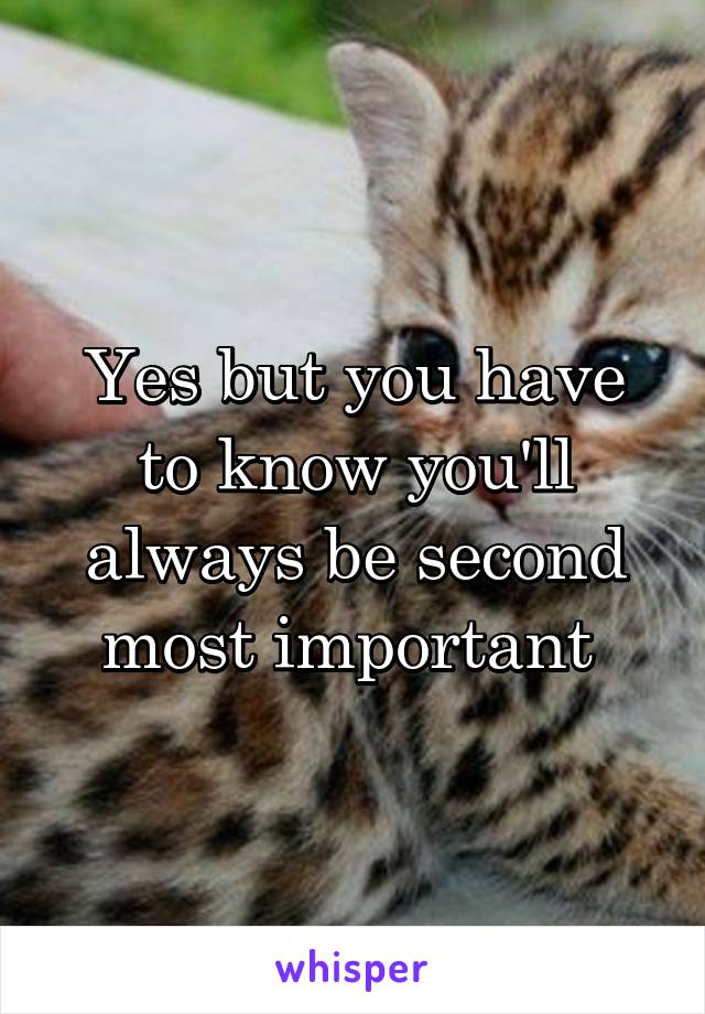 Yes but you have to know you'll always be second most important 