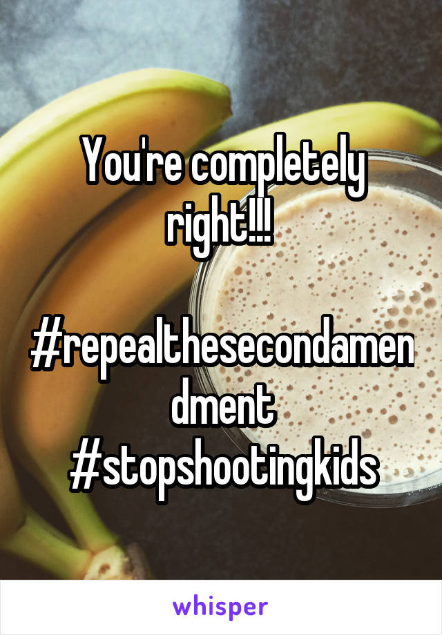 You're completely right!!! 

#repealthesecondamendment
#stopshootingkids