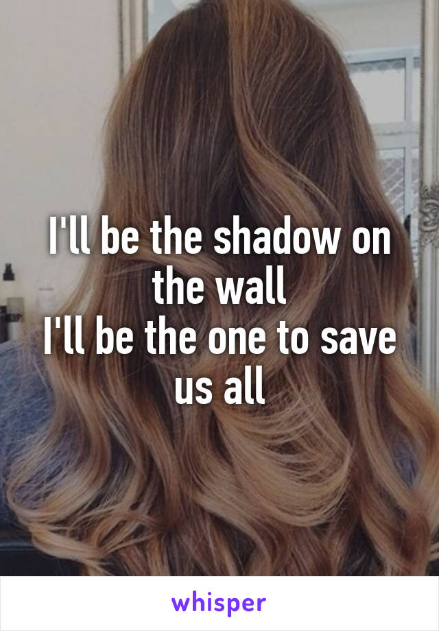 I'll be the shadow on the wall
I'll be the one to save us all