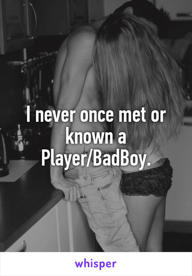 I never once met or known a Player/BadBoy.