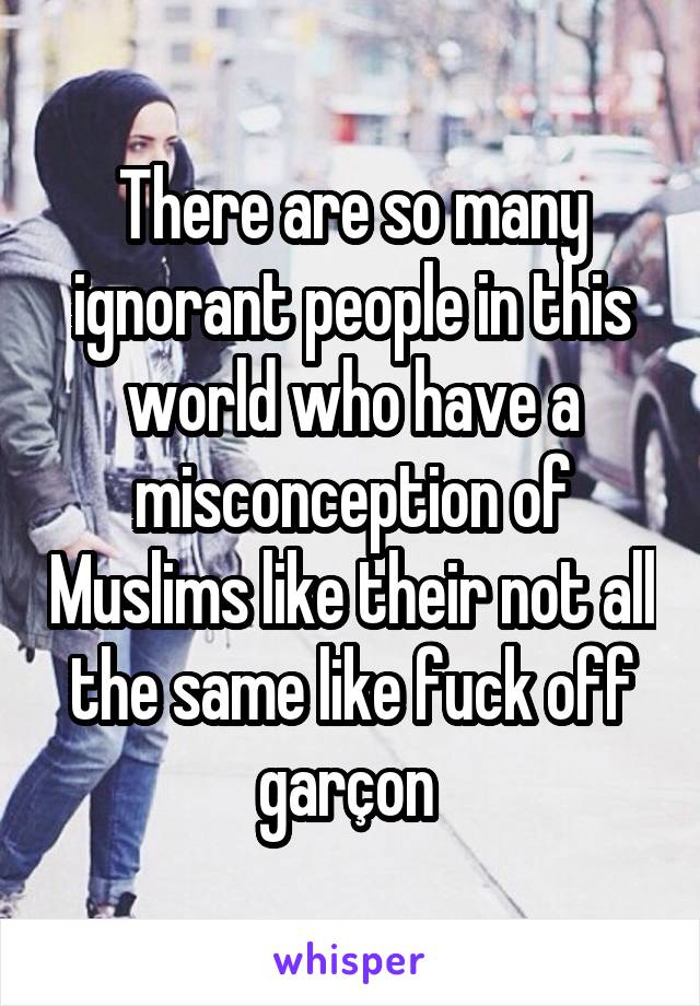 There are so many ignorant people in this world who have a misconception of Muslims like their not all the same like fuck off garçon 