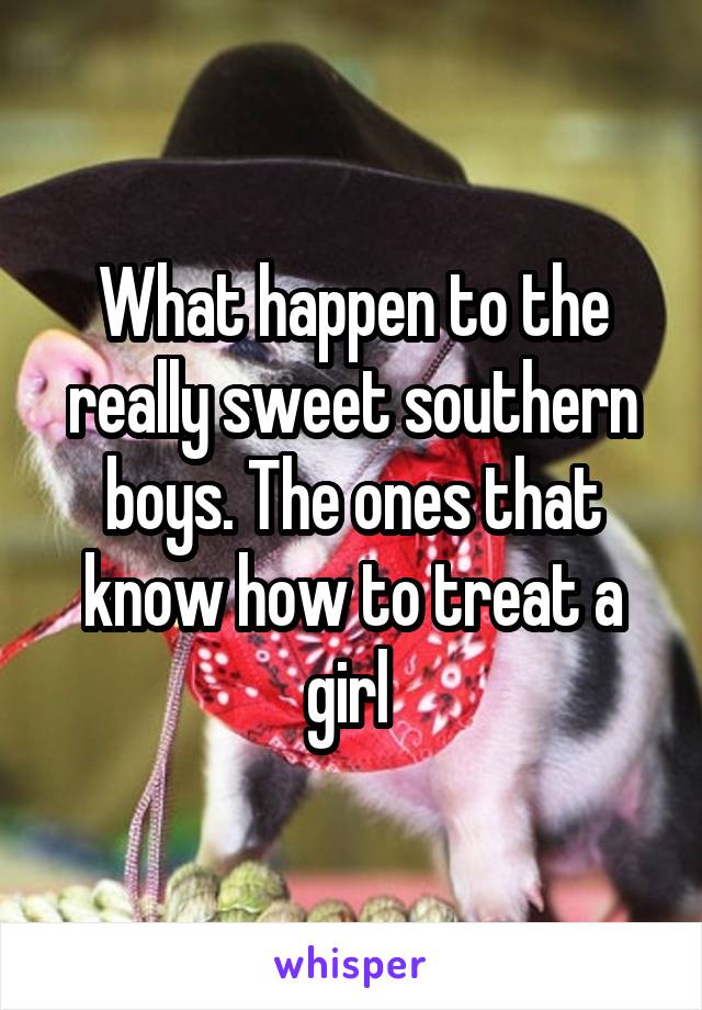 What happen to the really sweet southern boys. The ones that know how to treat a girl 