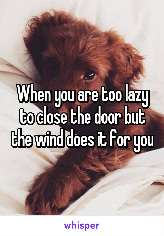 When you are too lazy to close the door but the wind does it for you