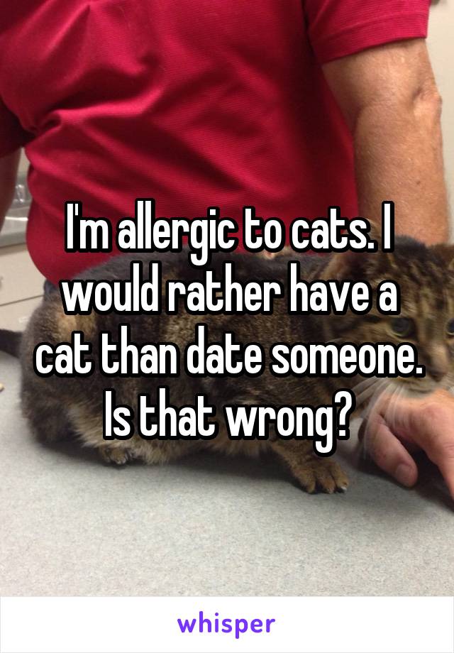 I'm allergic to cats. I would rather have a cat than date someone. Is that wrong?