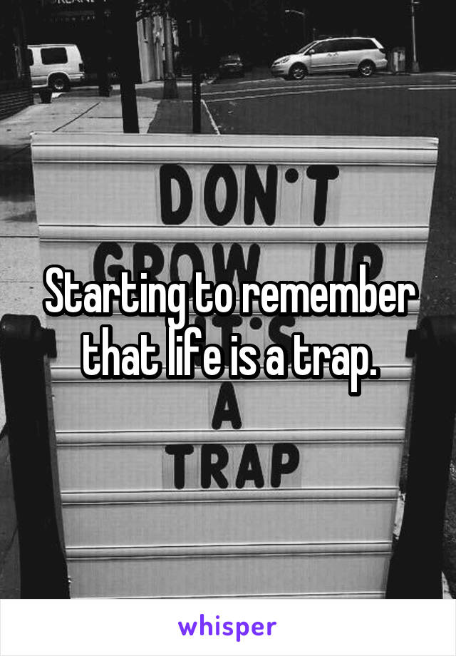 Starting to remember that life is a trap.