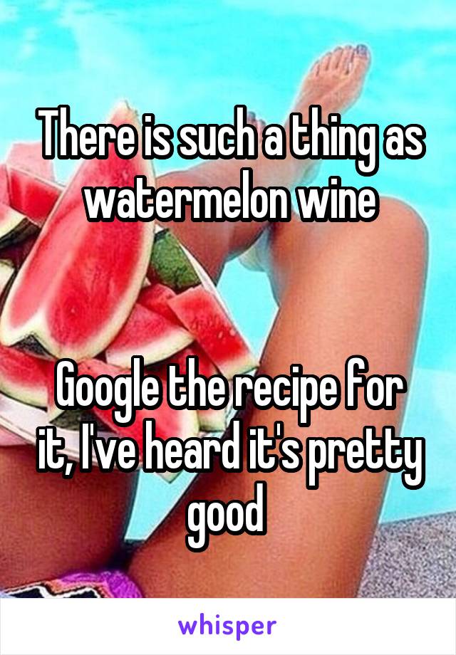 There is such a thing as watermelon wine


Google the recipe for it, I've heard it's pretty good 