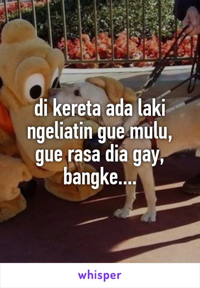 di kereta ada laki ngeliatin gue mulu, gue rasa dia gay, bangke....