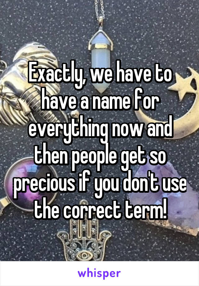 Exactly, we have to have a name for everything now and then people get so precious if you don't use the correct term!