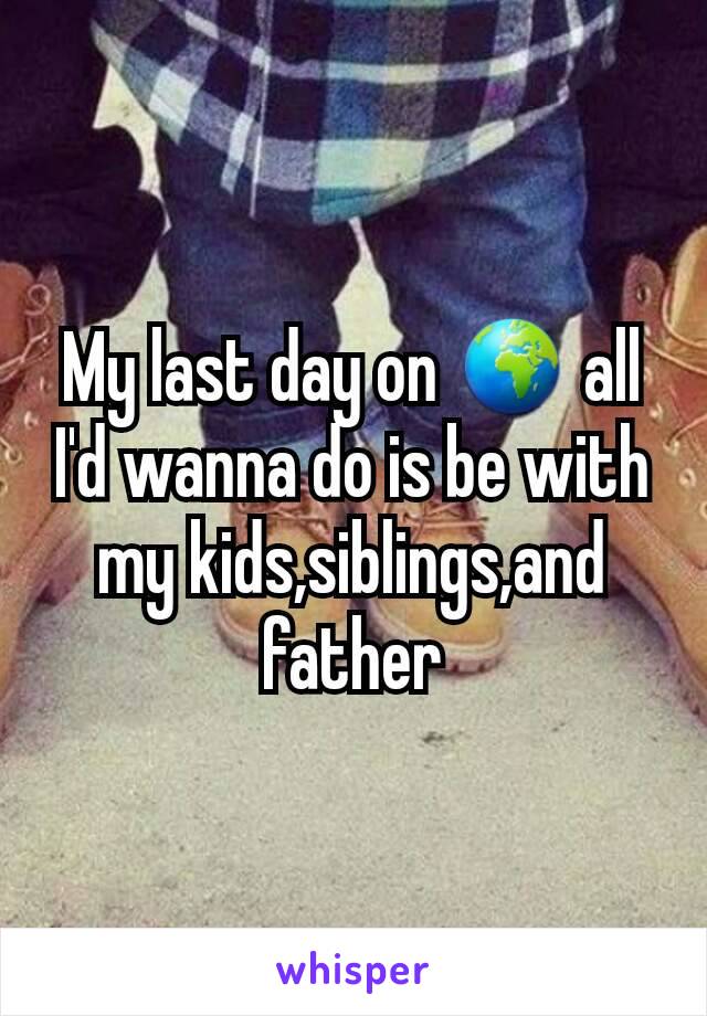 My last day on 🌍 all I'd wanna do is be with my kids,siblings,and father