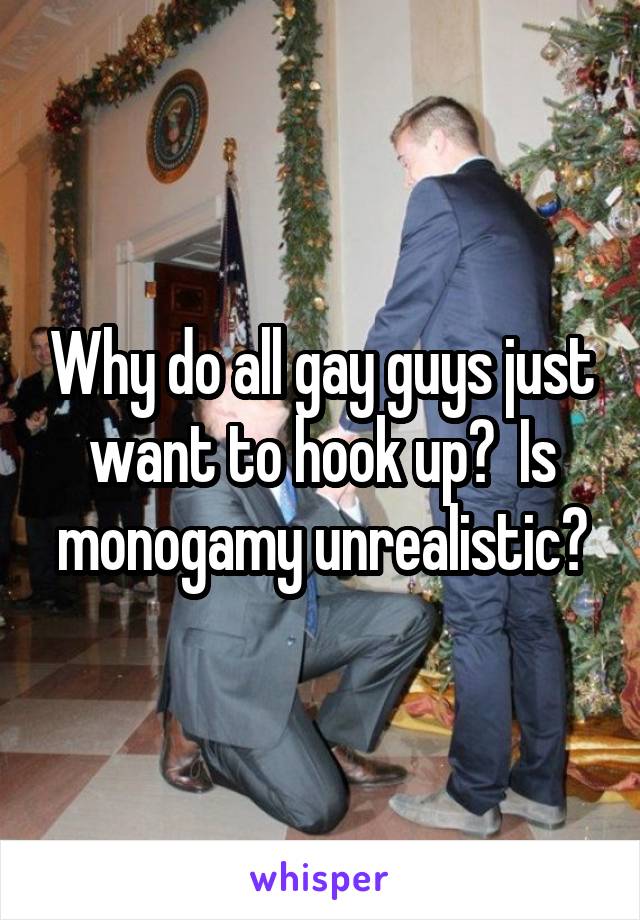 Why do all gay guys just want to hook up?  Is monogamy unrealistic?