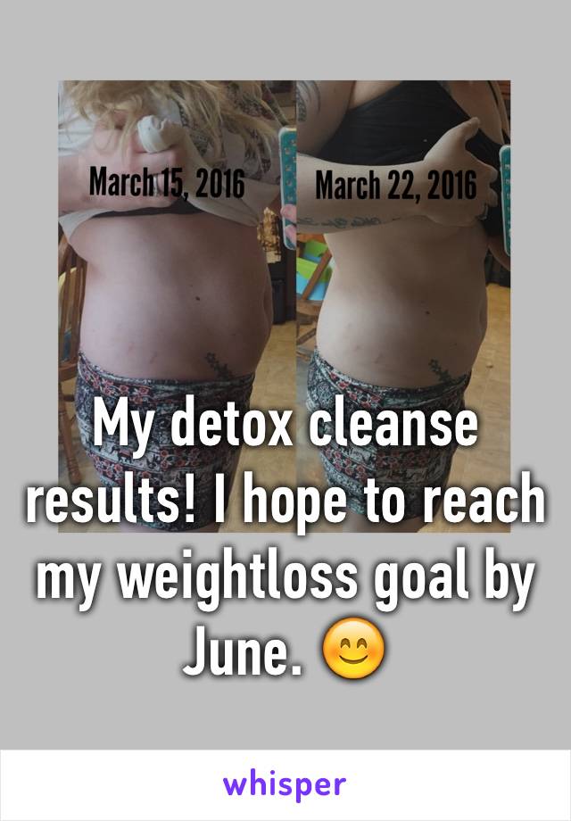 My detox cleanse results! I hope to reach my weightloss goal by June. 😊