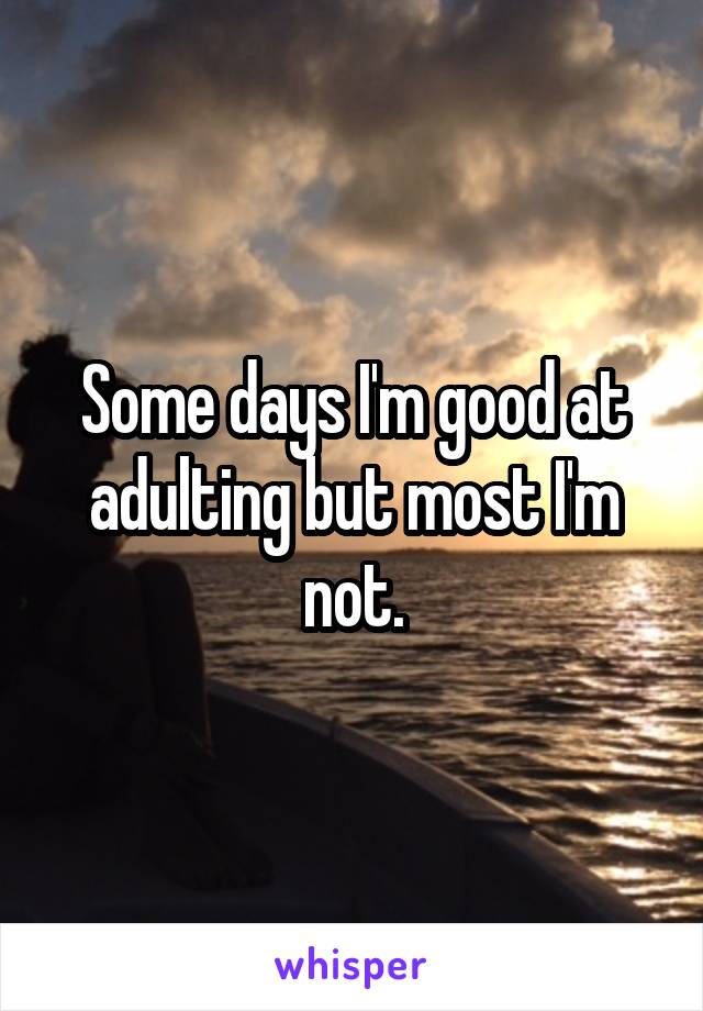 Some days I'm good at adulting but most I'm not.