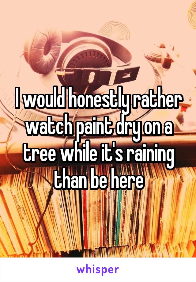 I would honestly rather watch paint dry on a tree while it's raining than be here