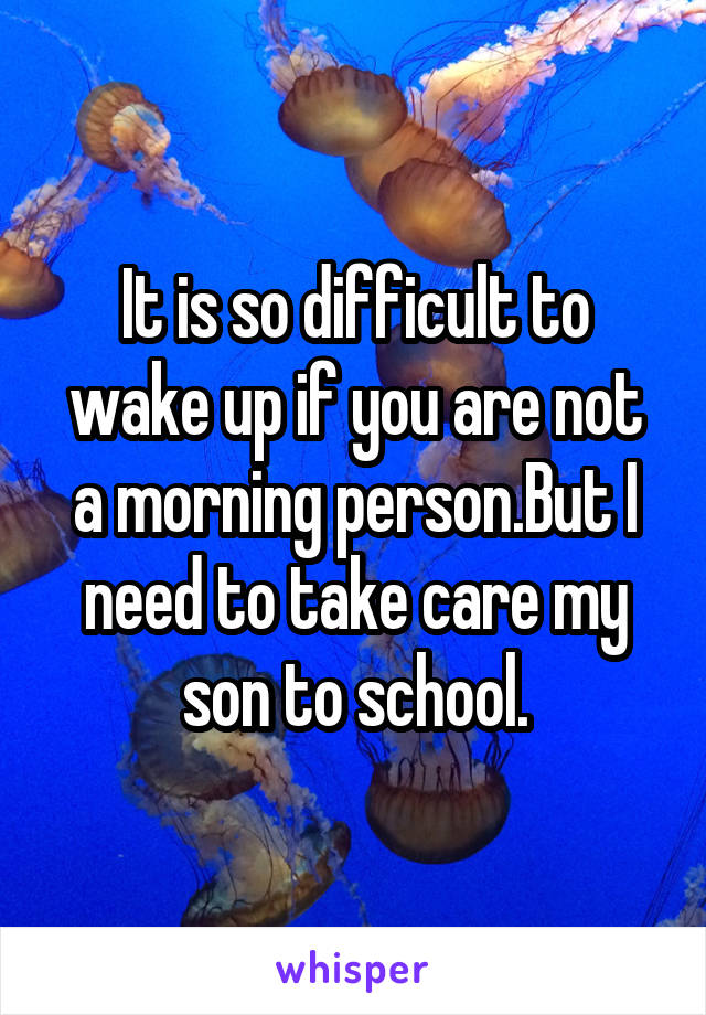 It is so difficult to wake up if you are not a morning person.But I need to take care my son to school.