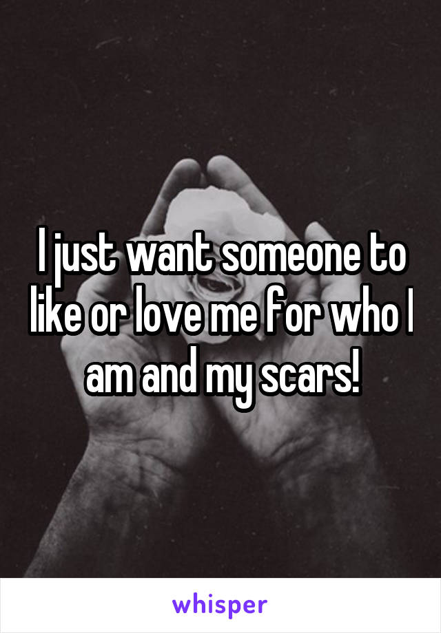 I just want someone to like or love me for who I am and my scars!