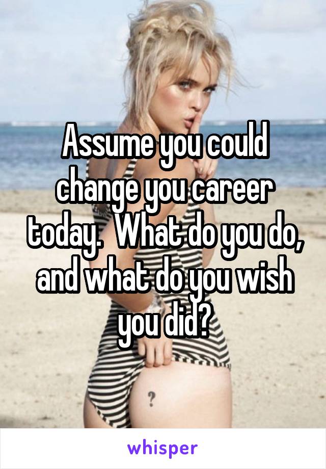 Assume you could change you career today.  What do you do, and what do you wish you did?