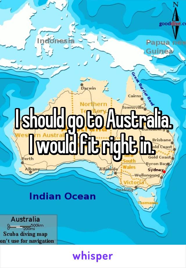 I should go to Australia. I would fit right in. 